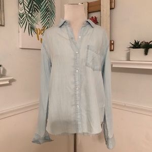 Rails Chambray Raw Hem Top